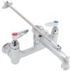 Plumbing T&S Brass | 8" Wall Mount Mixing Service Sink Faucet W/ Vacuum Breaker & Built-In Service Stops