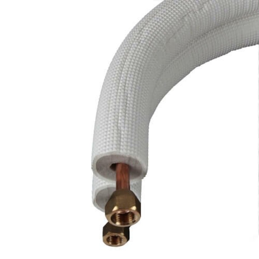 Hvac ICOOL | 1/4" Ll X 3/8" Sl Mini Split Refrigerant Line Set W/ Flare Nuts, 1/2" Insulation (50 Ft.)