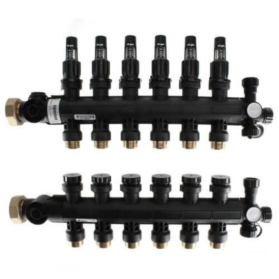 Pex Uponor (Wirsbo) Uponor (Wirsbo) Ep Radiant Heat Manifolds | 6-Loop Ep Radiant Heat Manifold Assembly W/ Flow Meters