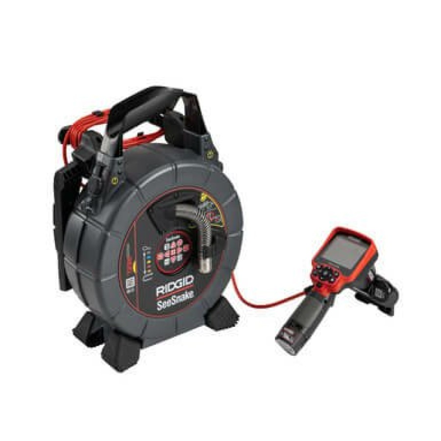 Plumbing RIDGID Inspection Cameras & Monitors | 100' Microreel Seesnake Ca-350 Video Inspection System W/ Adapter, Stand & 12V Lithium Battery