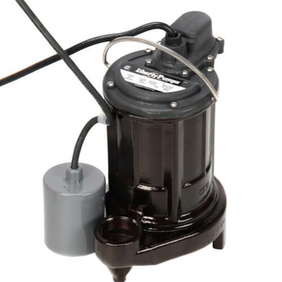 Plumbing Liberty Pumps Effluent Pumps & Accessories | 1/3 Hp Automatic Submersible Effluent Pump W/ Wide-Angle Piggyback Float Switch - 115V - 10 Ft Cord