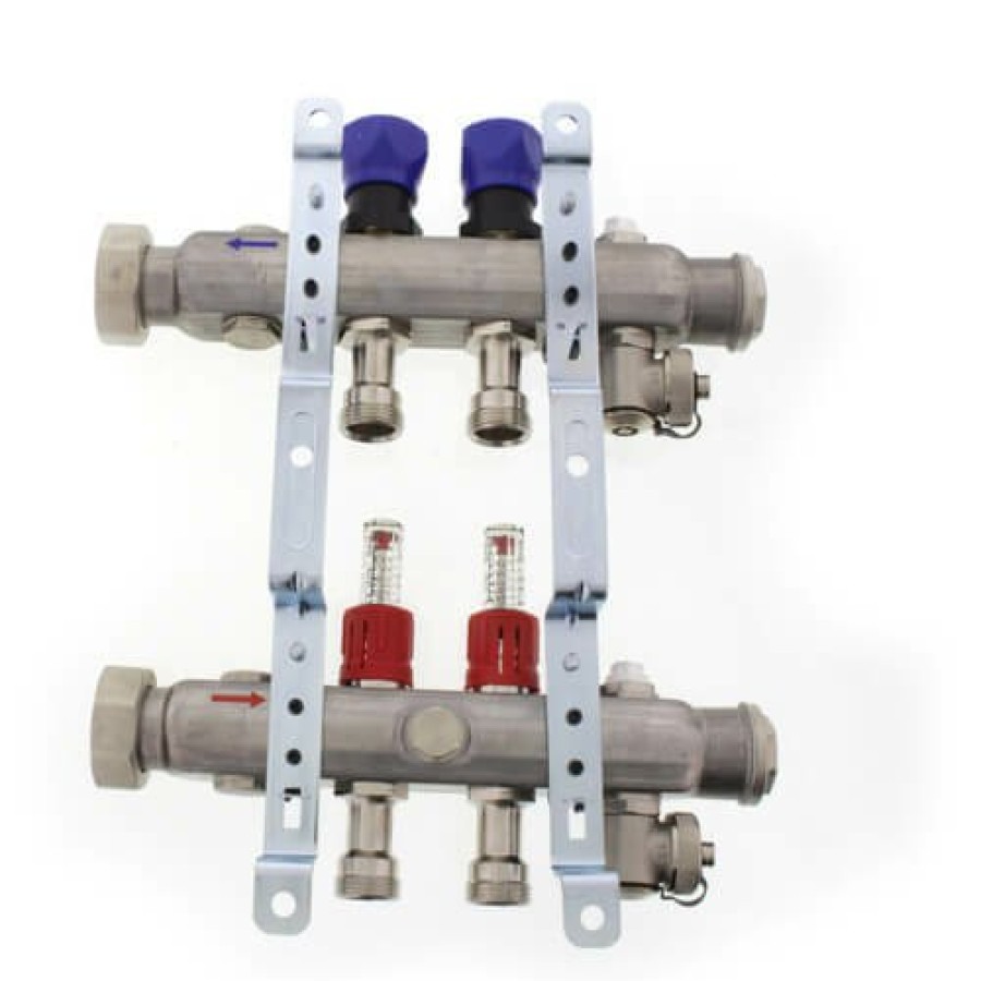 Pex Viega Viega Proradiant Stainless Steel Manifolds | 10-Loop Proradiant Stainless Steel Manifold Shut-Off/Balancing/Flow Meters