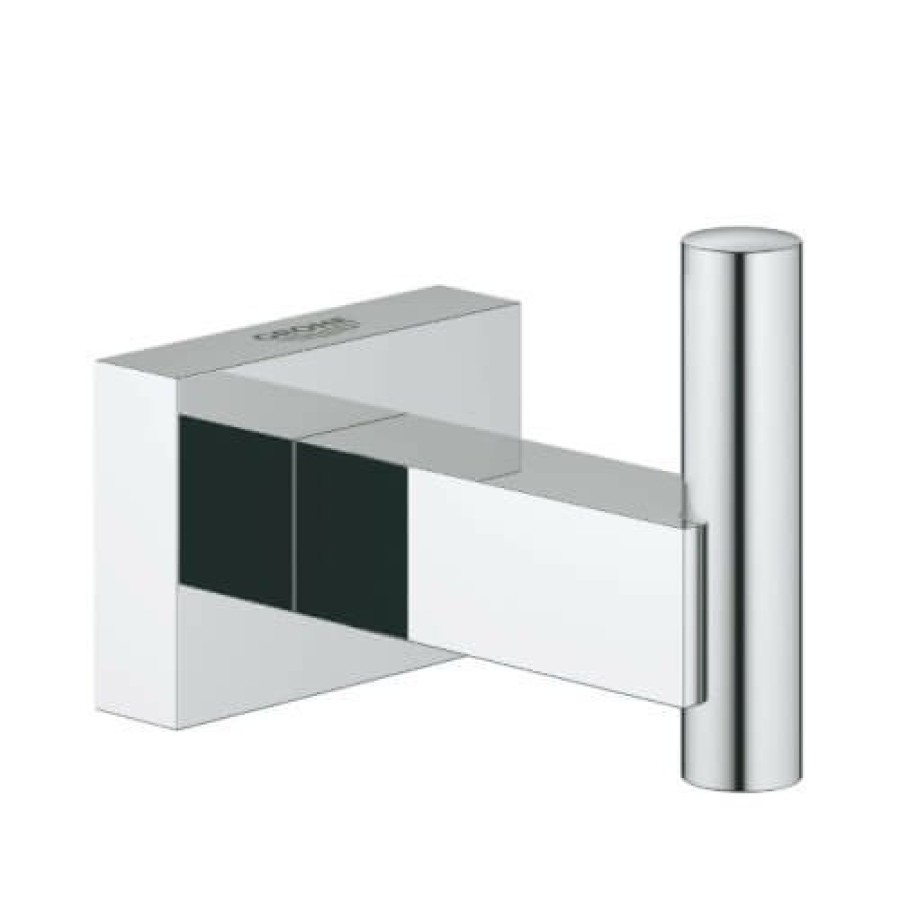 Plumbing Grohe Bathroom Hardware | Essentials Cube Robe Hook (Starlight Chrome)