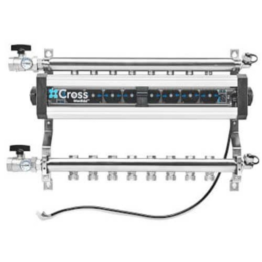 Pex Cross Manifold Cross Manifold Radiant Heat Manifolds | 8 Loop Stainless Steel Manifold Package W/ Control (1/2" Pex)