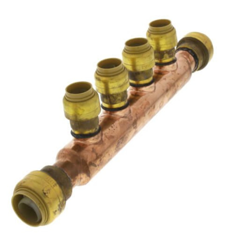 Pex SharkBite Push-Fit Manifolds | 3/4" Sharkbite Open Copper Manifold W/ 1/2" Sharkbite Outlets (4 Outlets)