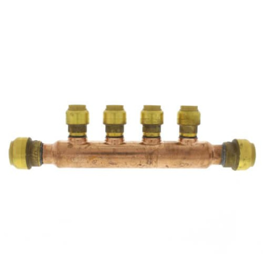 Pex SharkBite Push-Fit Manifolds | 3/4" Sharkbite Open Copper Manifold W/ 1/2" Sharkbite Outlets (4 Outlets)