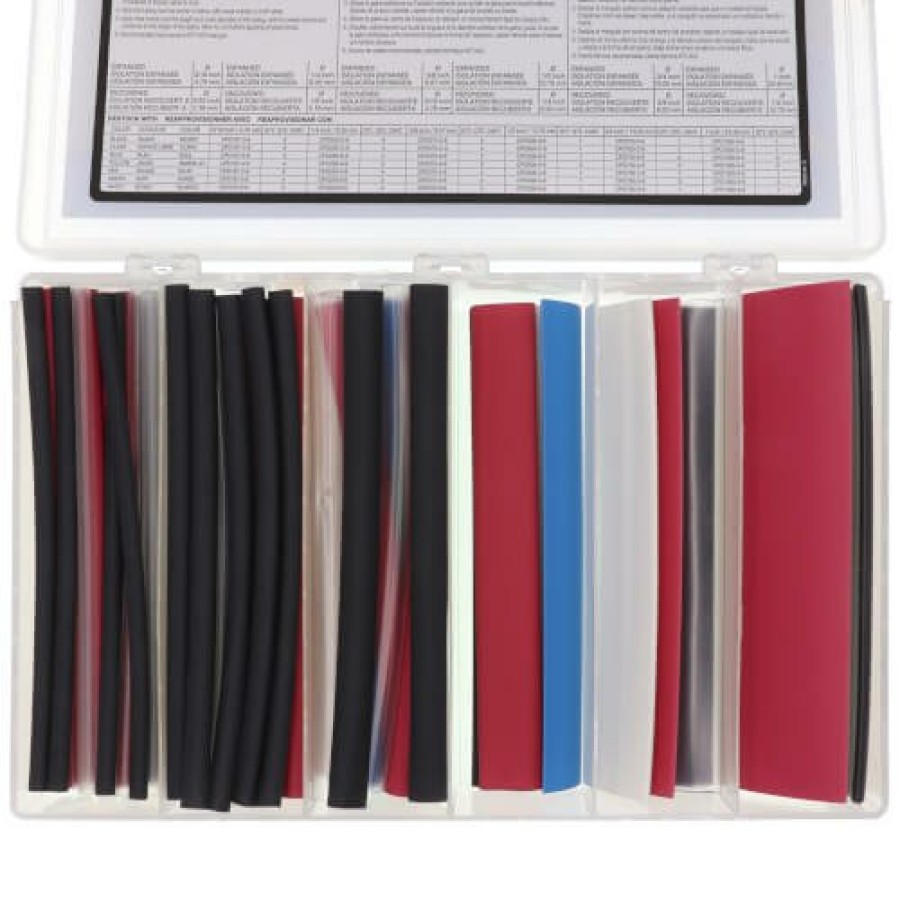 Electrical T&B Heat Shrink Kits | 3/16" - 1" Thin-Wall Heat Shrinkable Multicolor Tubing Assortment W/ Plastic Storage Case