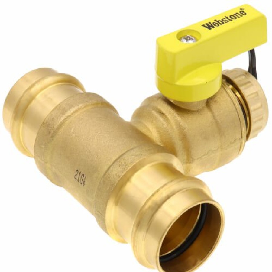 Valves Webstone | 1" Pro-Pal Press Full Port T-Drain Ball Valve W/ Hi-Flow Hose Drain (Lead Free)