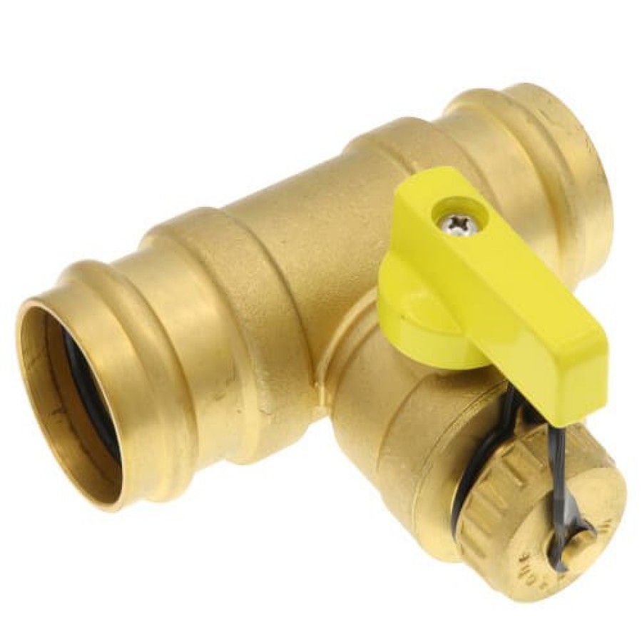 Valves Webstone | 1-1/4" Pro-Pal Press Full Port T-Drain Ball Valve W/ Hi-Flow Hose Drain (Lead Free)