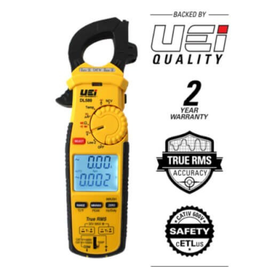 Electrical UEi Test Instruments Electrical Testers | True-Rms Dual Display 600A Clamp Meter W/ Dc Amps & Differential Temperature