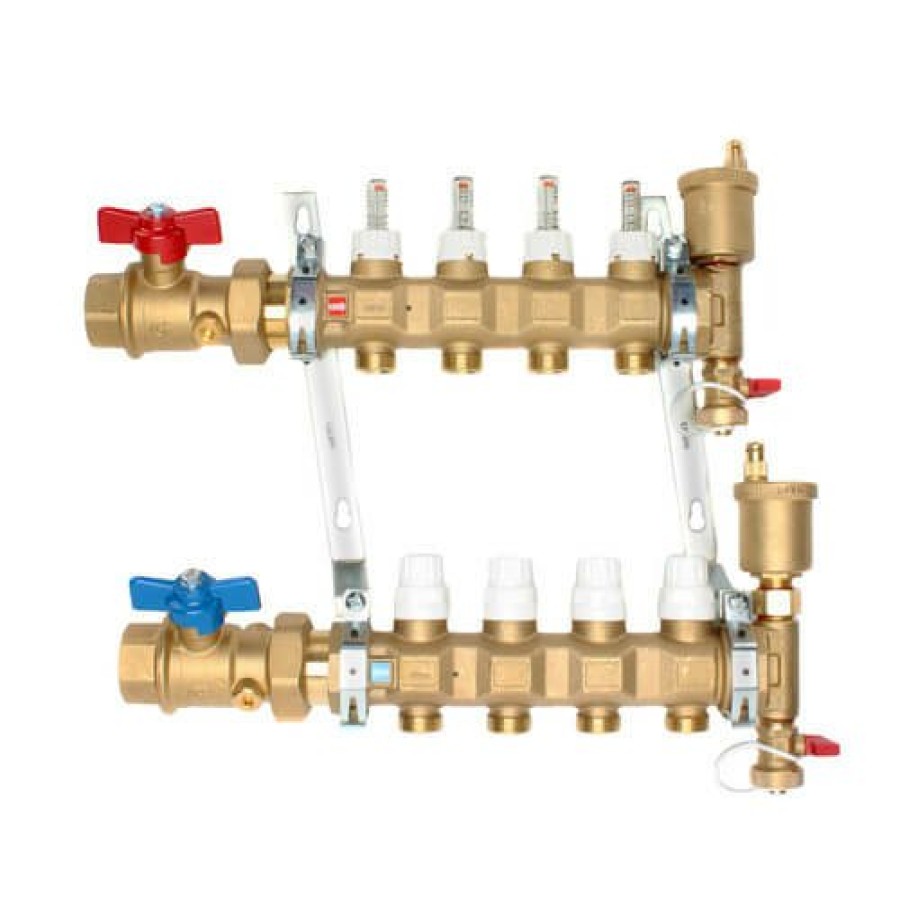 Pex Caleffi Caleffi Manifolds & Accessories | 1" Twistflow Manifold W/ Temp Gauge (4 Outlets)