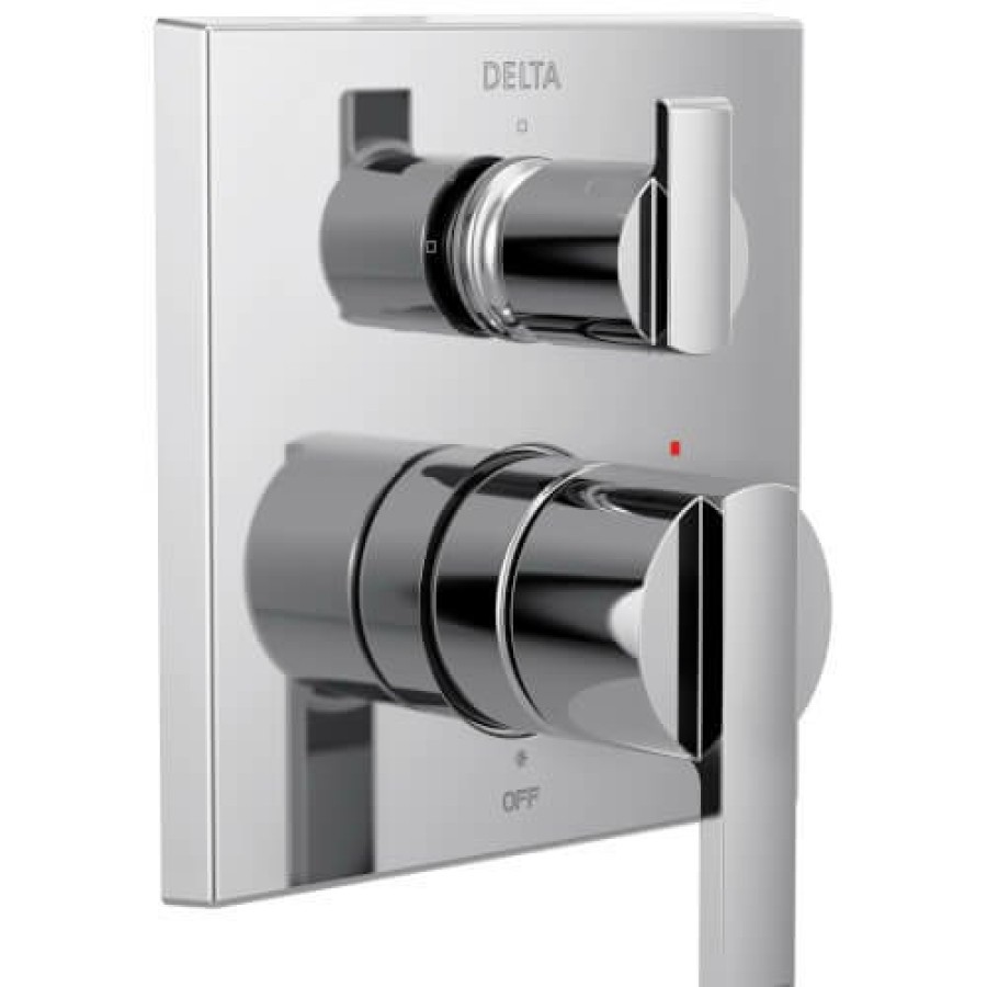 Plumbing Delta Trim Kits | Angular Modern Monitor 14 Series Valve Trim With 3-Setting Integrated Diverter (Chrome)