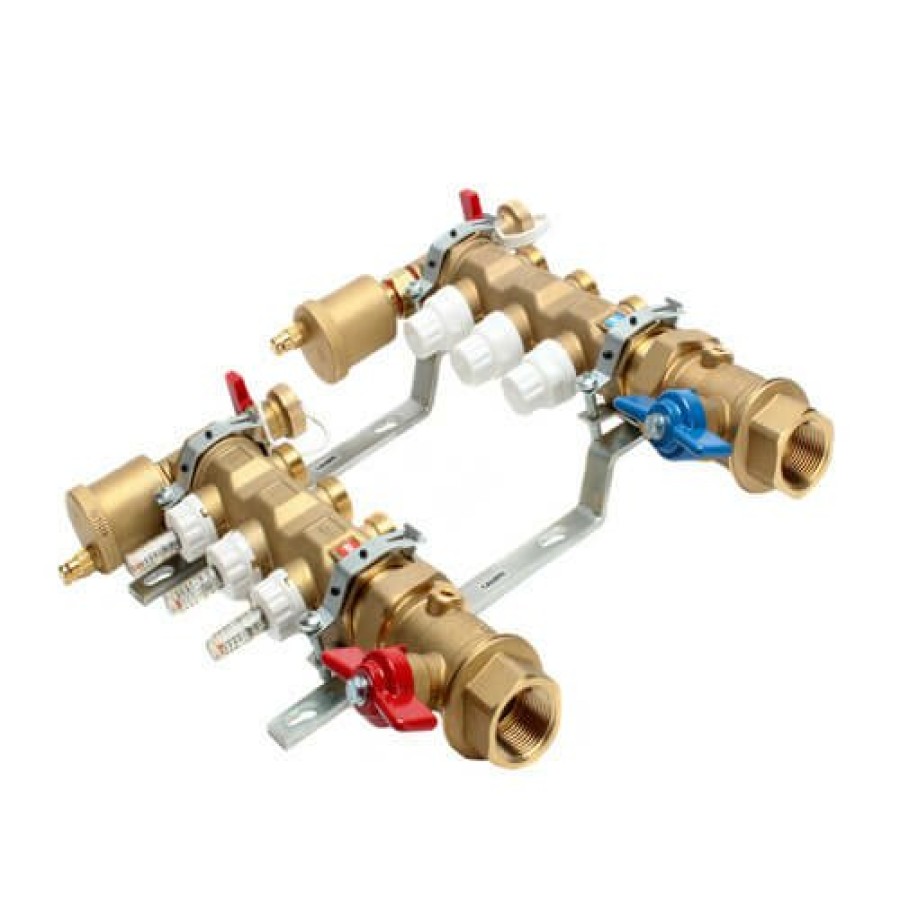 Pex Caleffi Caleffi Manifolds & Accessories | 1" Twistflow Manifold W/ Temp Gauge (3 Outlets)