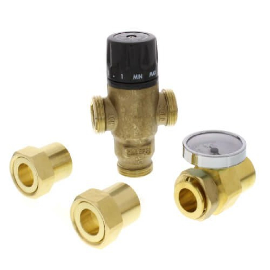 Heating Caleffi Mixing Valves | 1" Sweat Mixcal 3-Way Thermostatic Mixing Valve W/ Temperature Gauge