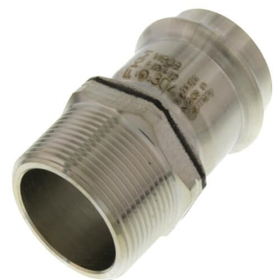 Plumbing Viega Propress 304 Stainless Steel Fittings | 4" Propress 304 Stainless Male Xl-S Adapter W/ Fkm Seal (P X Mnpt)