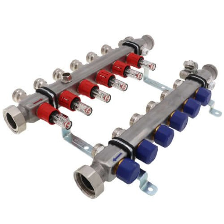 Pex Viega Viega Proradiant Stainless Steel Manifolds | 6-Loop Proradiant Stainless Steel Manifold Shut-Off/Balancing/Flow Meters