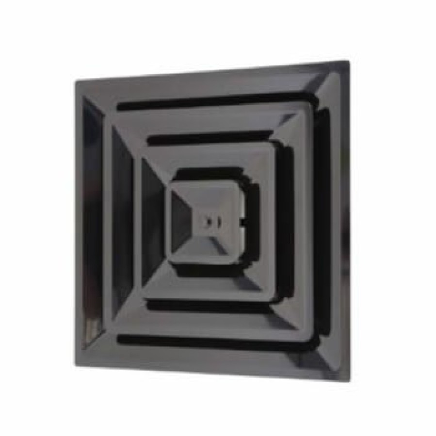 Hvac HaVACo Havaco Ceiling Vents | 3-Cone Black Supply Grille W/ Pre-Molded 8" Boot & Insulated Back (2' X 2')