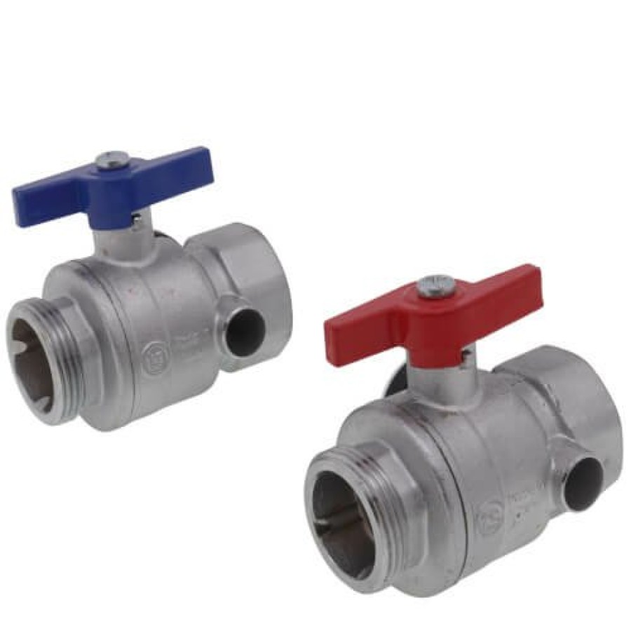 Pex Uponor (Wirsbo) Uponor Stainless Steel Manifolds | Stainless Steel Manifold Supply & Return 1-1/4" Npt Ball Valve W/ Temperature Gauge (Set Of 2)