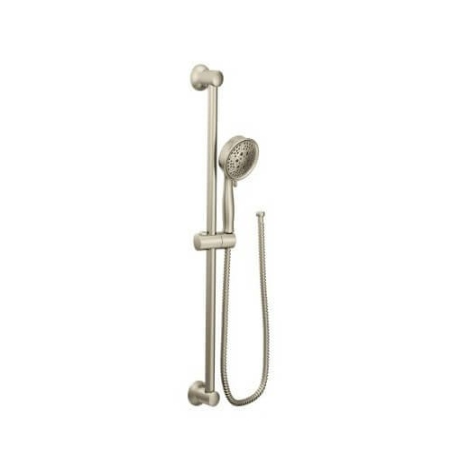 Plumbing Moen Showers | Eco-Performance 4-Function Massaging Hand Shower W/ Slide Bar (Brushed Nickel)