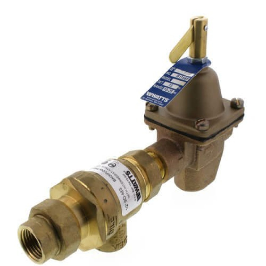 Heating Watts Combo Pressure Valves | B911, 1/2" Bronze Combination Fill Valve & Backflow Preventer (Npt X Npt)