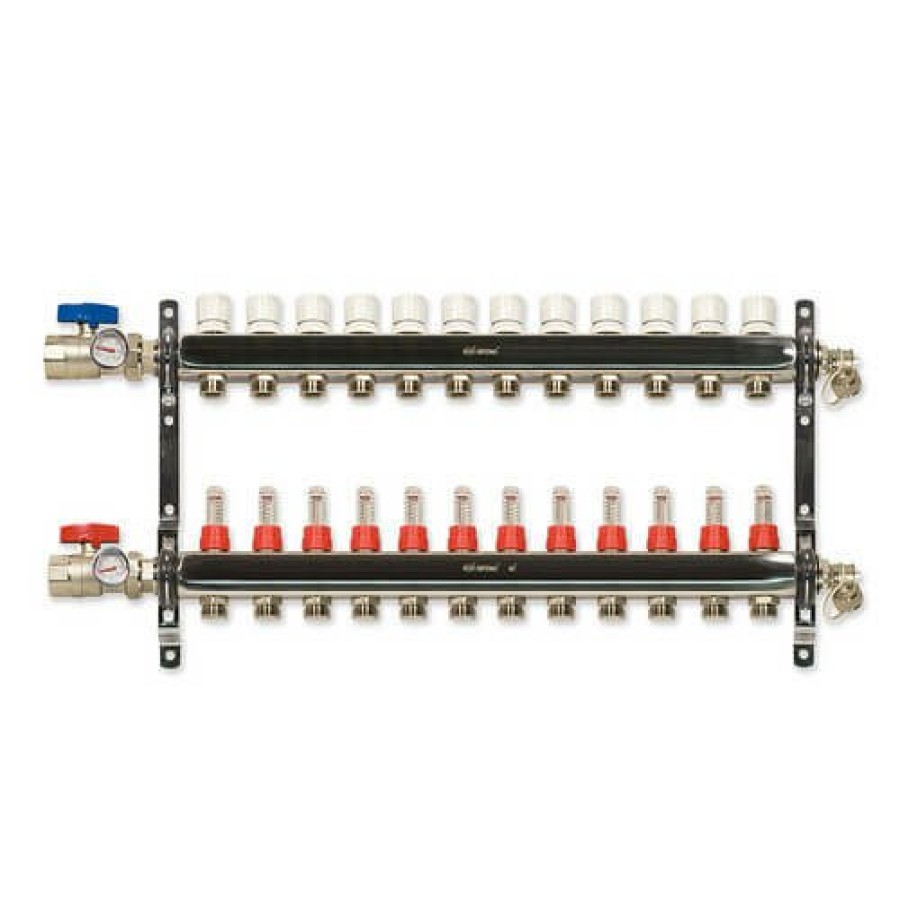 Pex Bluefin Bluefin Radiant Heat Manifolds | 12 Loop Stainless Steel Manifold Package (1/2" Pex-Al-Pex)