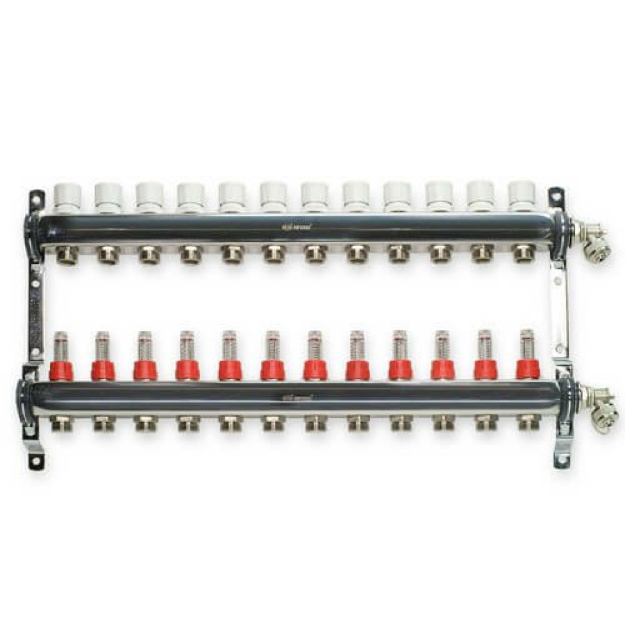 Pex Bluefin Bluefin Radiant Heat Manifolds | 12 Loop Stainless Steel Manifold Package (1/2" Pex-Al-Pex)