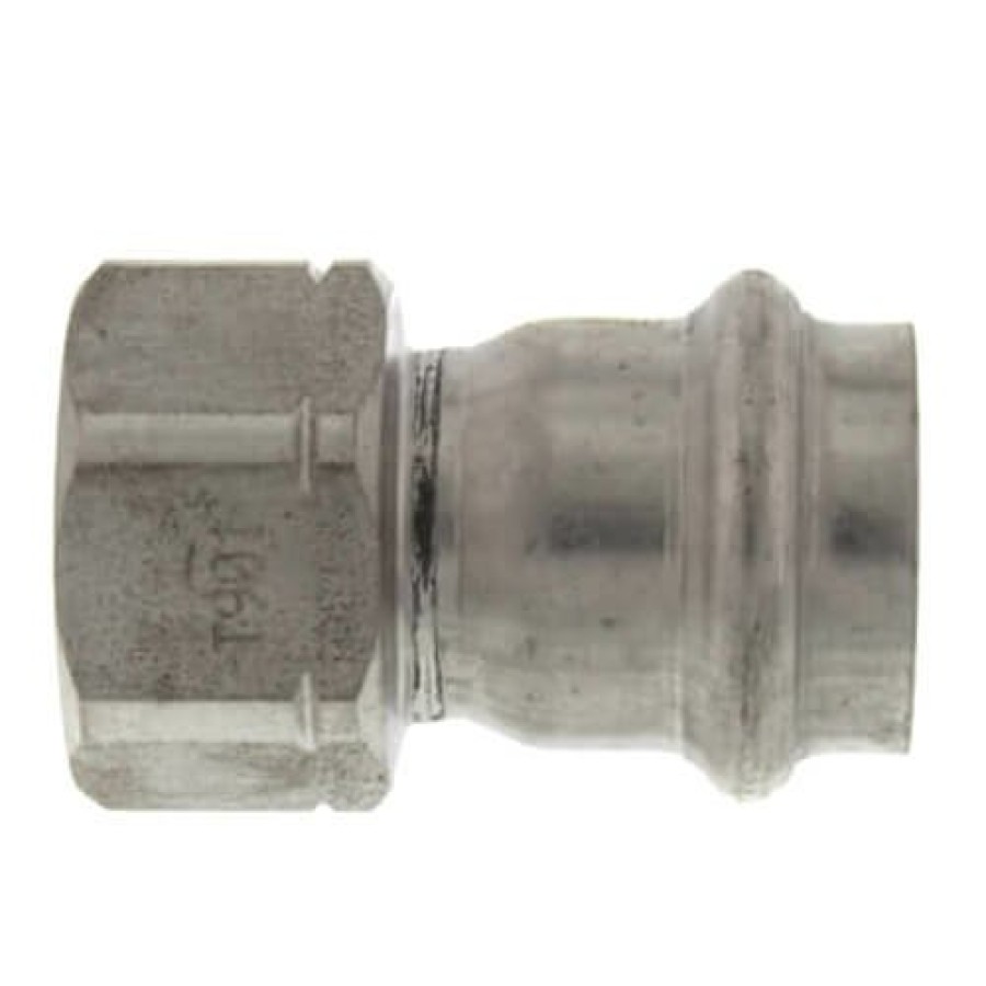 Plumbing Viega Propress 304 Stainless Steel Fittings | 3/4" X 1/2" Propress 304 Stainless Female Adapter W/ Fkm Seal (P X Fnpt)