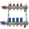 Pex Mr. PEX Mr. Pex Manifolds | 4 Loop 1-1/4" Stainless Steel Manifold W/ Flowmeter & Ball Valve (Fully Assembled)