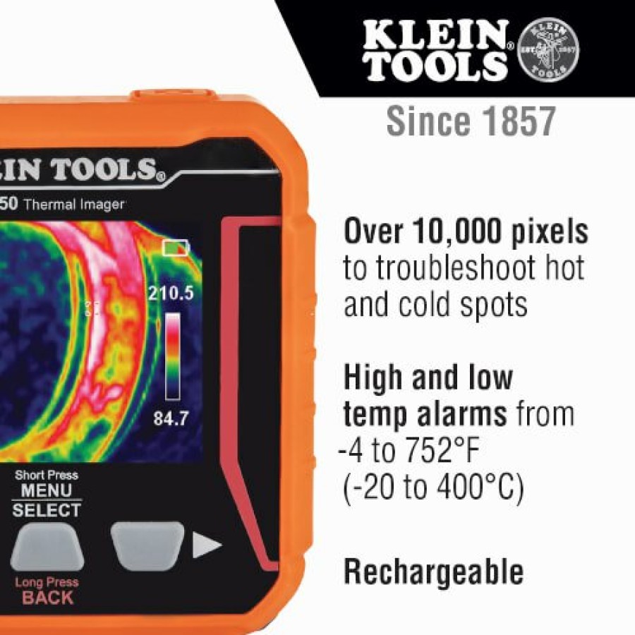 Plumbing Klein Tools Infrared Thermometers & Thermal Imagers | Rechargeable Thermal Imager