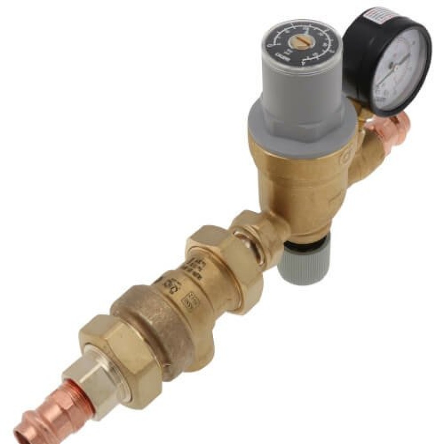 Heating Caleffi Combo Pressure Valves | 1/2" 573 Backflow Preventer And Autofill Combination W/ Pressure Gauge (Press X Press)