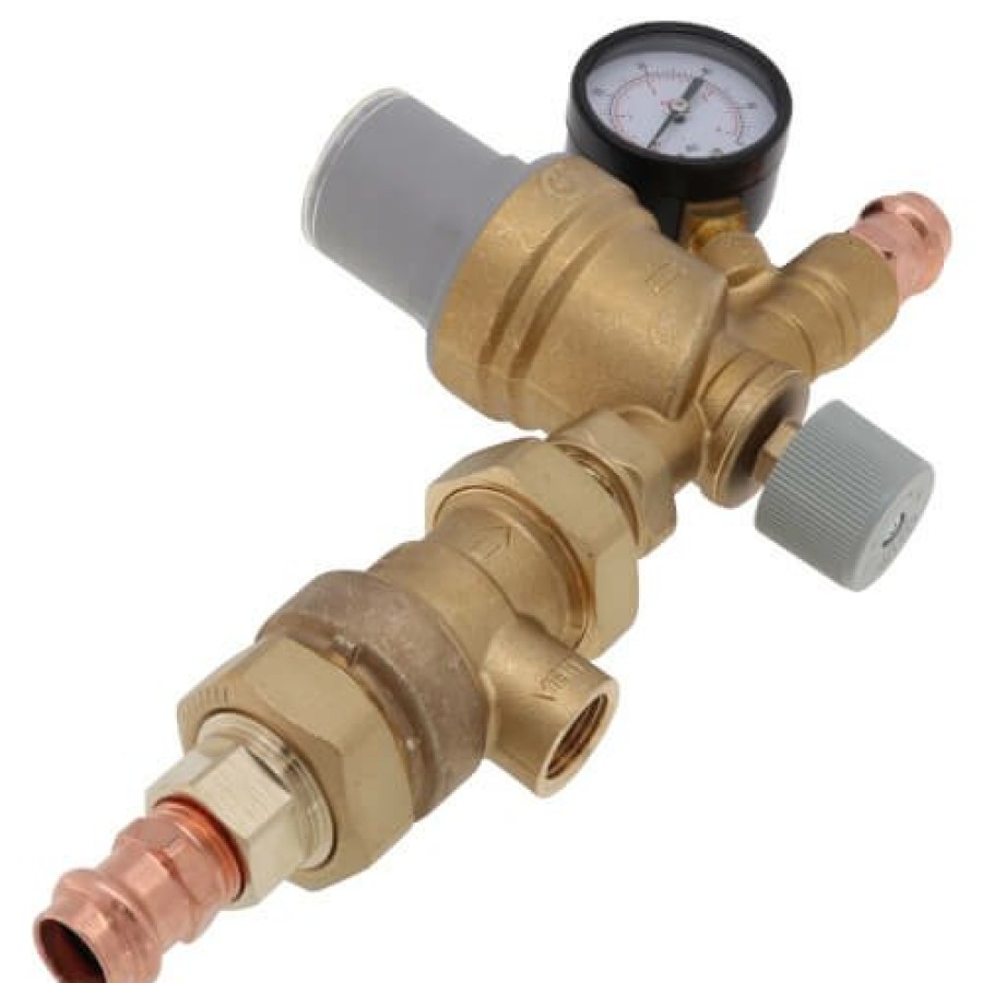 Heating Caleffi Combo Pressure Valves | 1/2" 573 Backflow Preventer And Autofill Combination W/ Pressure Gauge (Press X Press)