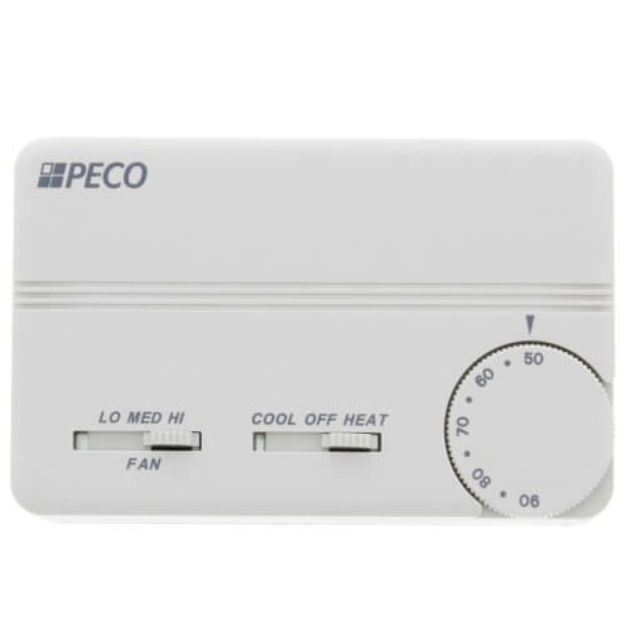 Thermostats Peco Controls | 3 Speed Fan Coil Heat/Cool/Off Programmable Thermostat W/ Wire Leads & 2 Covers (White)