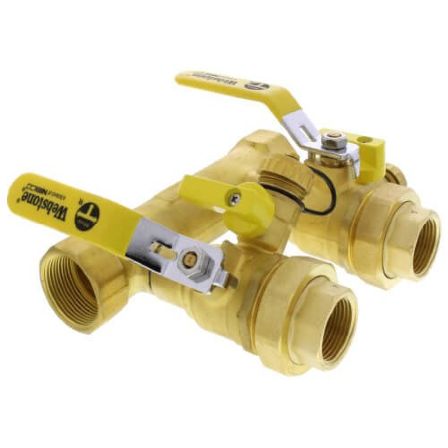 Heating Webstone Hydro-Core Manifolds | 1-1/4" Fip X 1" Hydro-Core Double Ball Drain Valve Kit W/ (2) 1" Ips Union Connections