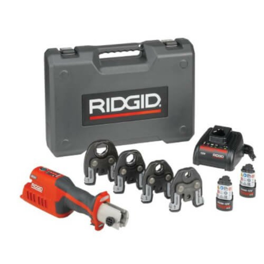 Fittings RIDGID Copper Press Tools | Rp 241 Compact Press Tool Kit W/ 12V Batteries And Charger (Includes 1/2" To 1-1/4" Propress Jaws)