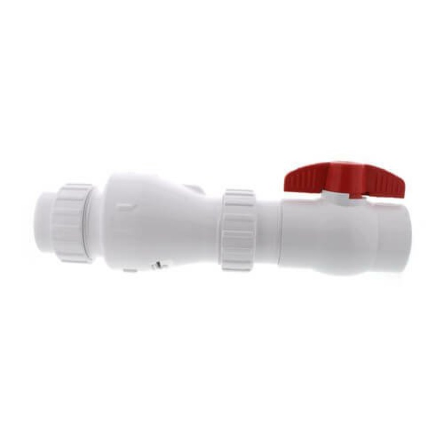 Plumbing Zoeller Pump Accessories | 2" Pvc "Quiet Check" Solvent Weld W/ Quarter Turn Ball Valve (White Valve Body)