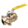 Heating Apollo Valves Gas Cocks | 1-1/2" Fnpt Bronze 2-Piece Full Port Gas Shutoff Ball Valve W/ Tee Handle & 1/8" Dual Tap