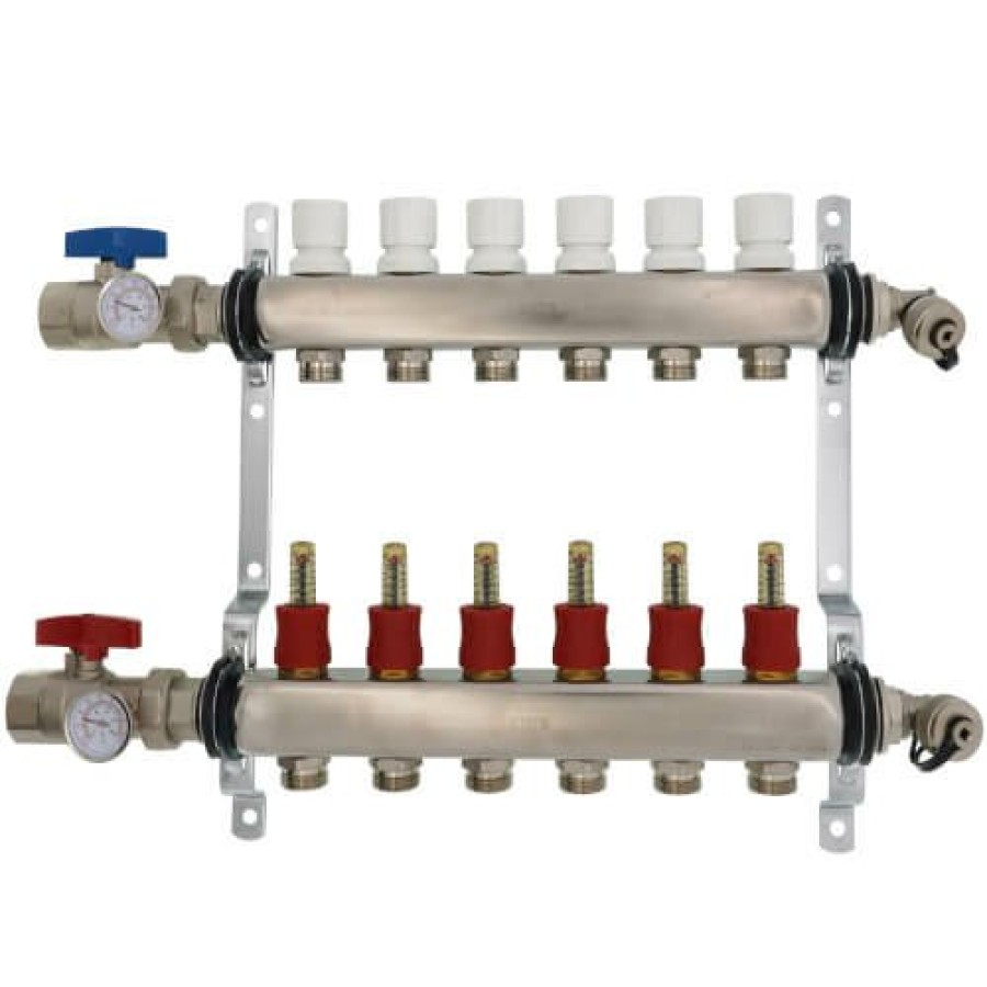 Pex Bluefin Bluefin Radiant Heat Manifolds | 6-Loop Stainless Steel Radiant Heat Manifold