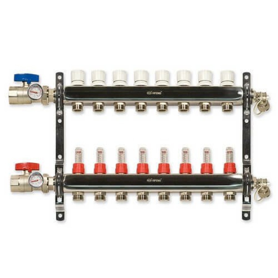 Pex Bluefin Bluefin Radiant Heat Manifolds | 8 Loop Stainless Steel Manifold Package (1/2" Pex-Al-Pex)