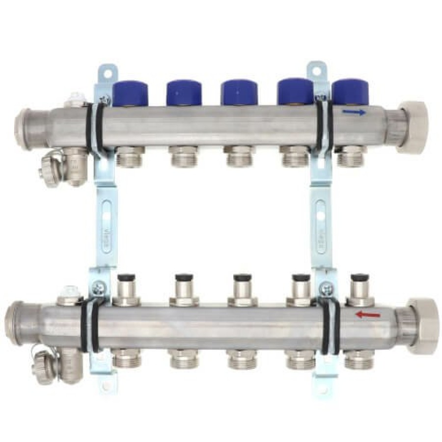 Pex Viega Viega Proradiant Stainless Steel Manifolds | 5-Loop Proradiant Stainless Steel Manifold Shut-Off/Balancing For Model 2879