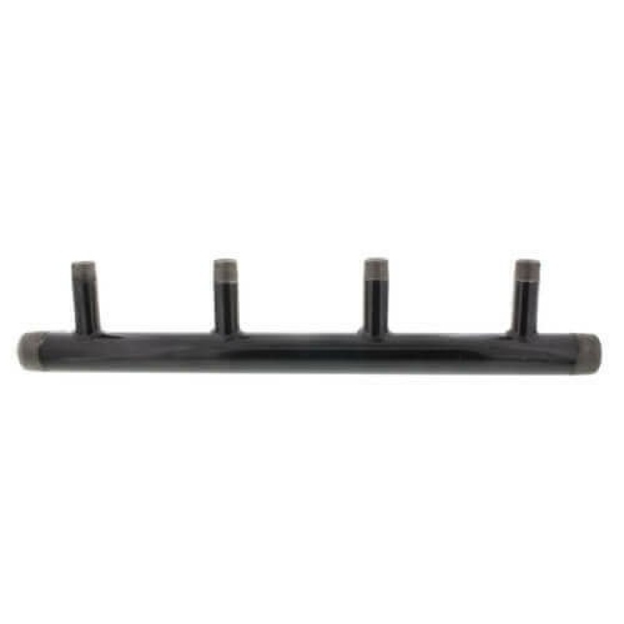 Heating Everflow Boiler Headers | 2" Black Steel Boiler Header With 1" Outlets (4 Branches)