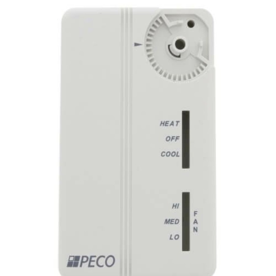 Thermostats Peco Controls | 3 Speed Fan Coil Cool/Heat/Off Programmable Thermostat W/ Terminal Block & 2 Covers (White)