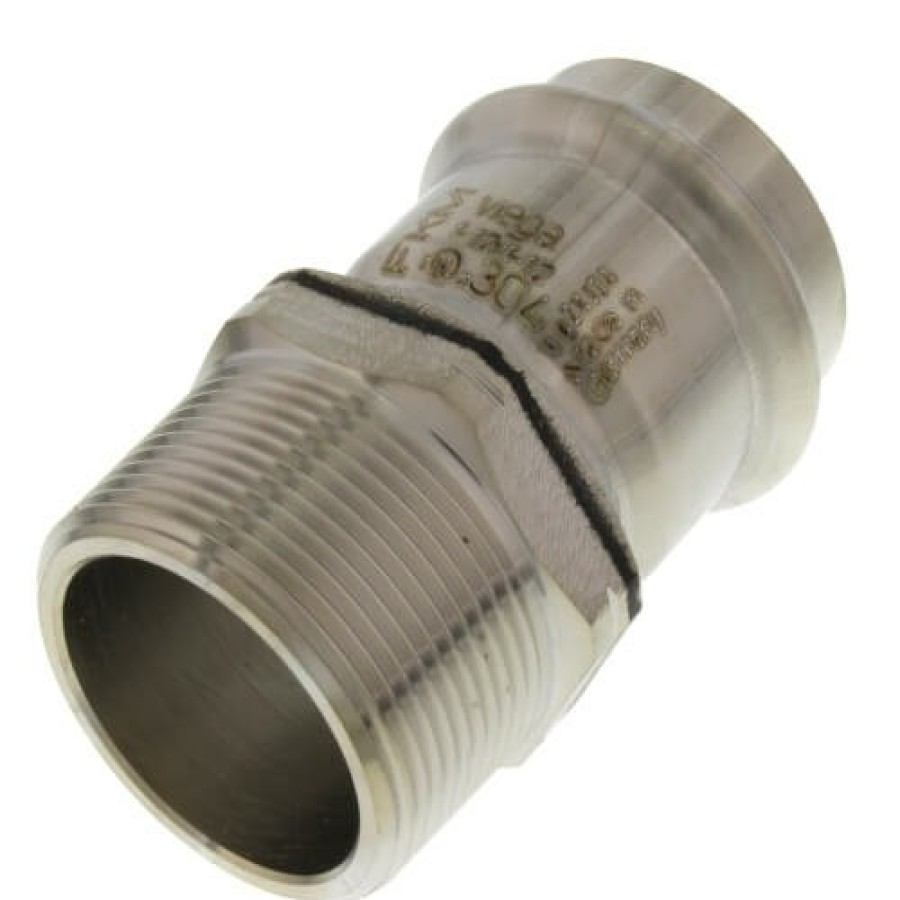 Plumbing Viega Propress 304 Stainless Steel Fittings | 1-1/2" Propress 304 Stainless Male Adapter W/ Fkm Seal (P X Mnpt)