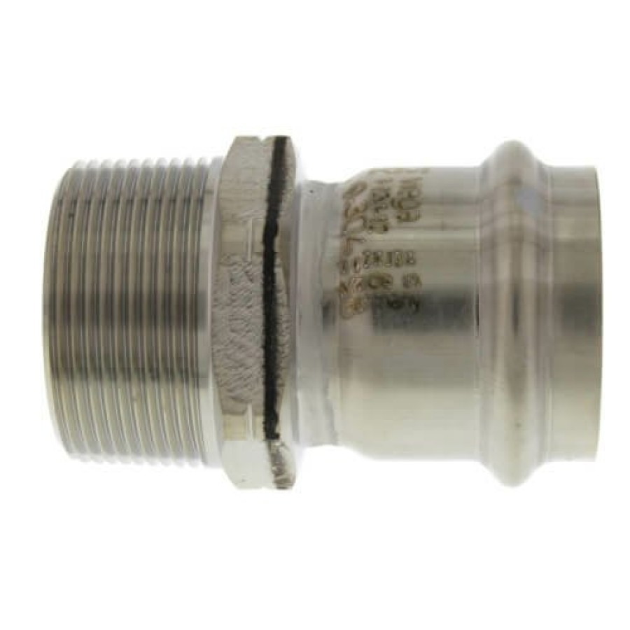 Plumbing Viega Propress 304 Stainless Steel Fittings | 1-1/2" Propress 304 Stainless Male Adapter W/ Fkm Seal (P X Mnpt)