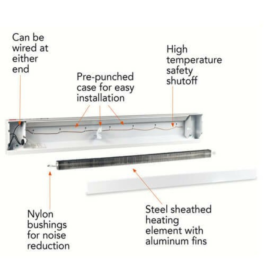 Electrical Cadet Cadet Electric Baseboard Heaters | 36" F Series Electric Baseboard Heater, 750 Watt, 240V (White)