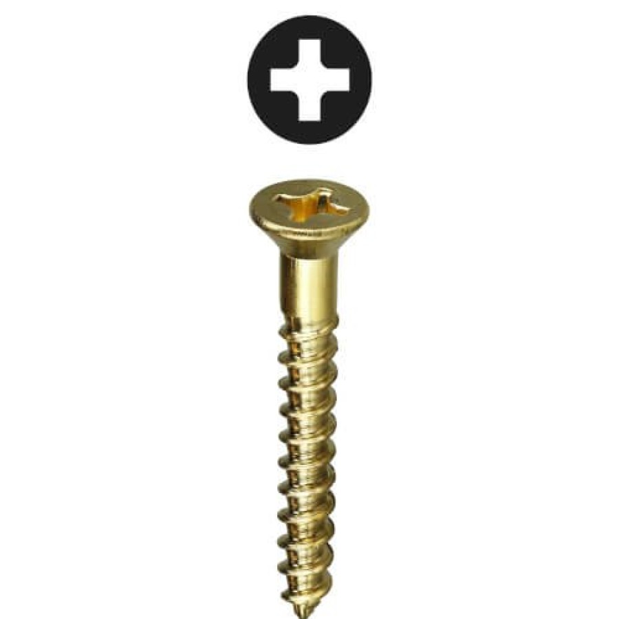 Plumbing LH Dottie Screws | #12 X 3" Phillips Flat Head Brass Wood Screw (Pack Of 100)