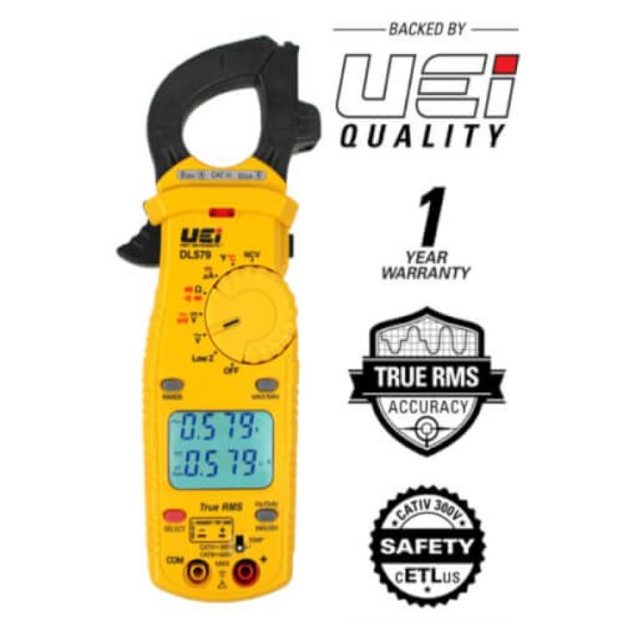 Electrical UEi Test Instruments Electrical Testers | True-Rms Dual Display 600A Hvac/R Clamp Meter W/ Temperature & Capacitance