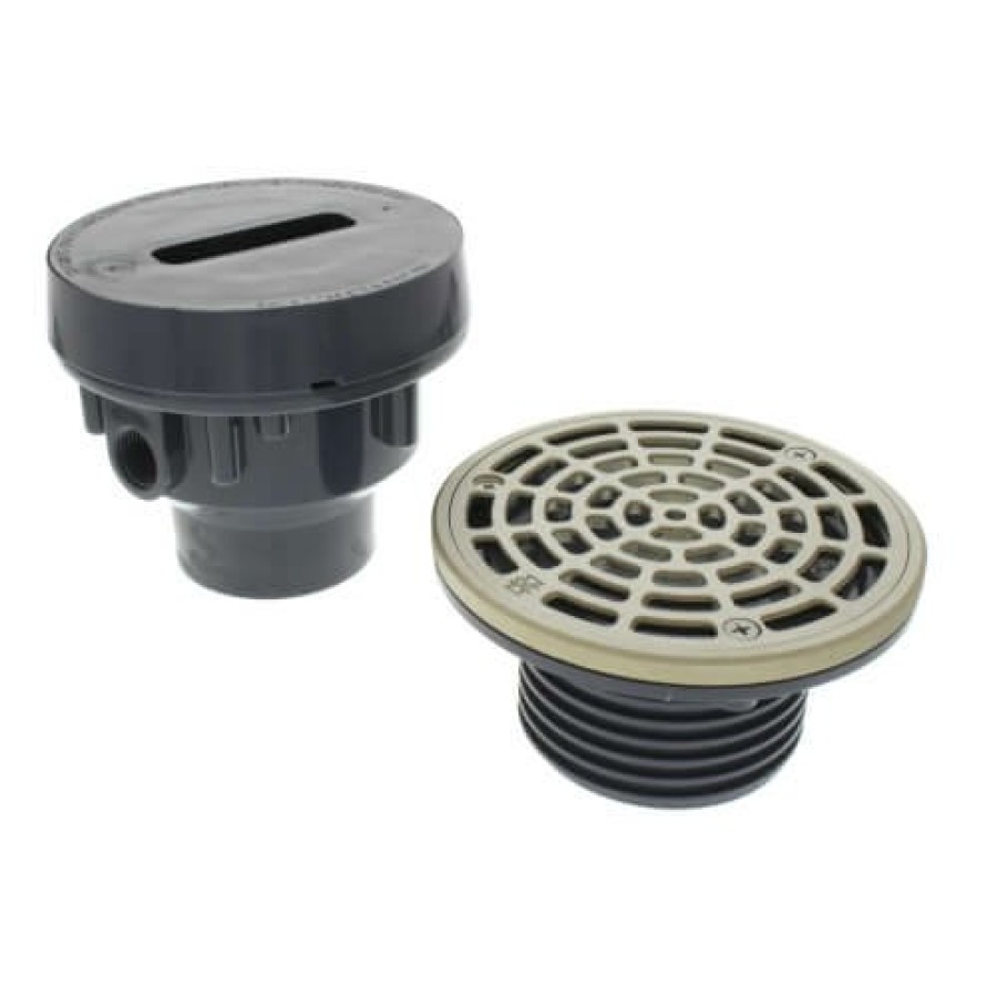 Plumbing Sioux Chief Floor Drains | 2" X 3" Pvc Finishline Adjustable Complete Assembly Floor Drain, Nickel Bronze Strainer W/ 5-1/2" Top (Hub)