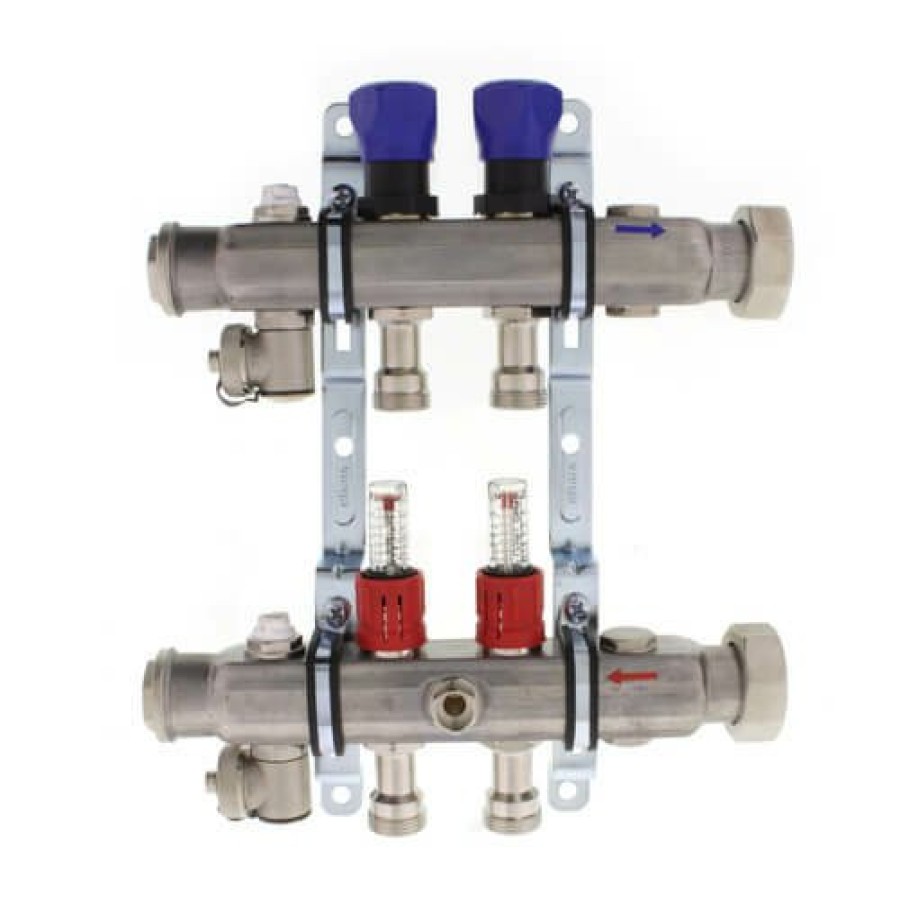 Pex Viega Viega Proradiant Stainless Steel Manifolds | 2-Loop Proradiant Stainless Steel Manifold Shut-Off/Balancing/Flow Meters