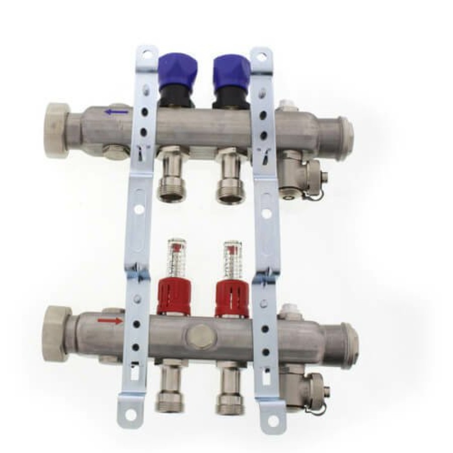 Pex Viega Viega Proradiant Stainless Steel Manifolds | 2-Loop Proradiant Stainless Steel Manifold Shut-Off/Balancing/Flow Meters