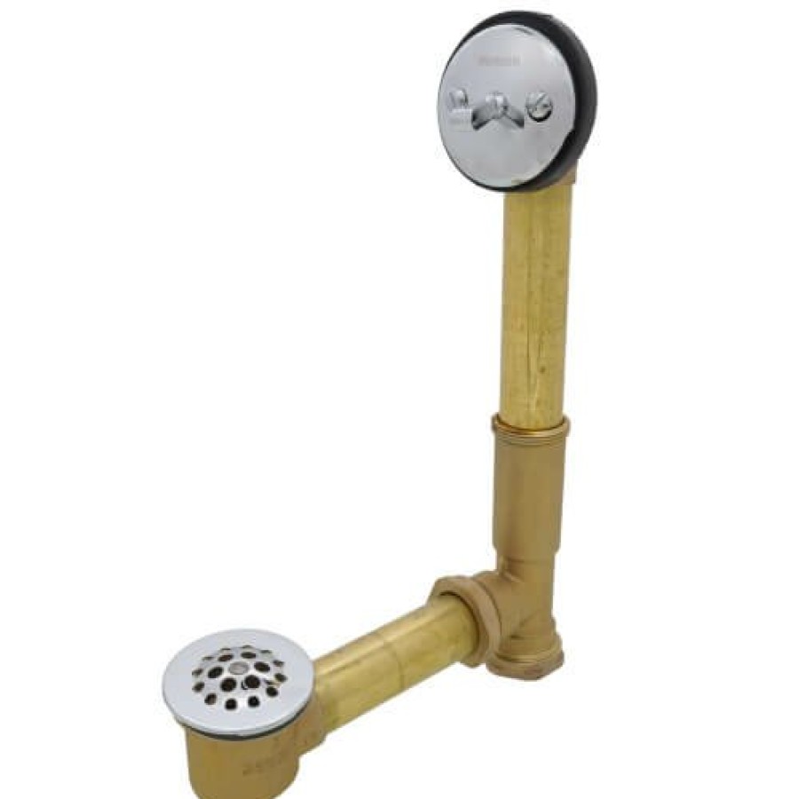 Plumbing Gerber Bath Drains | Chrome Trip Lever Drain For Standard Tub W/ 1-1/2" Brass Tubing (17 Gauge)